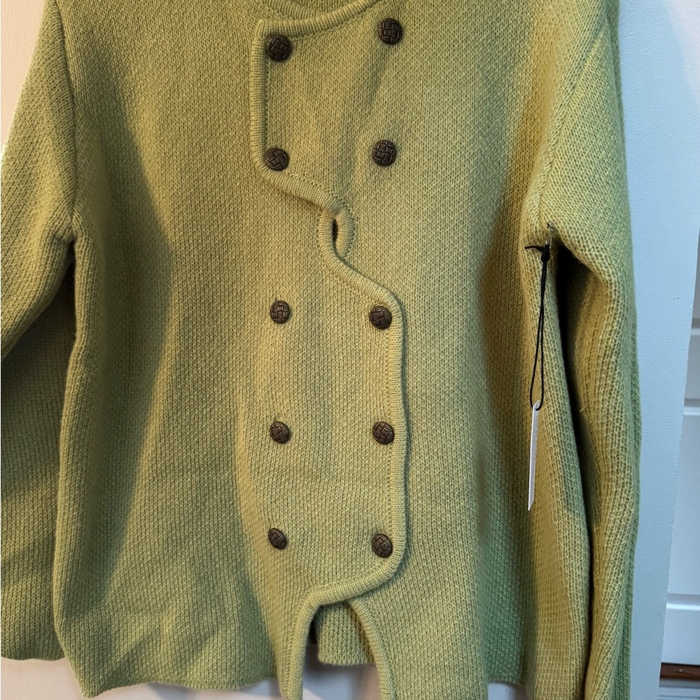Green Double-Breasted Sweater